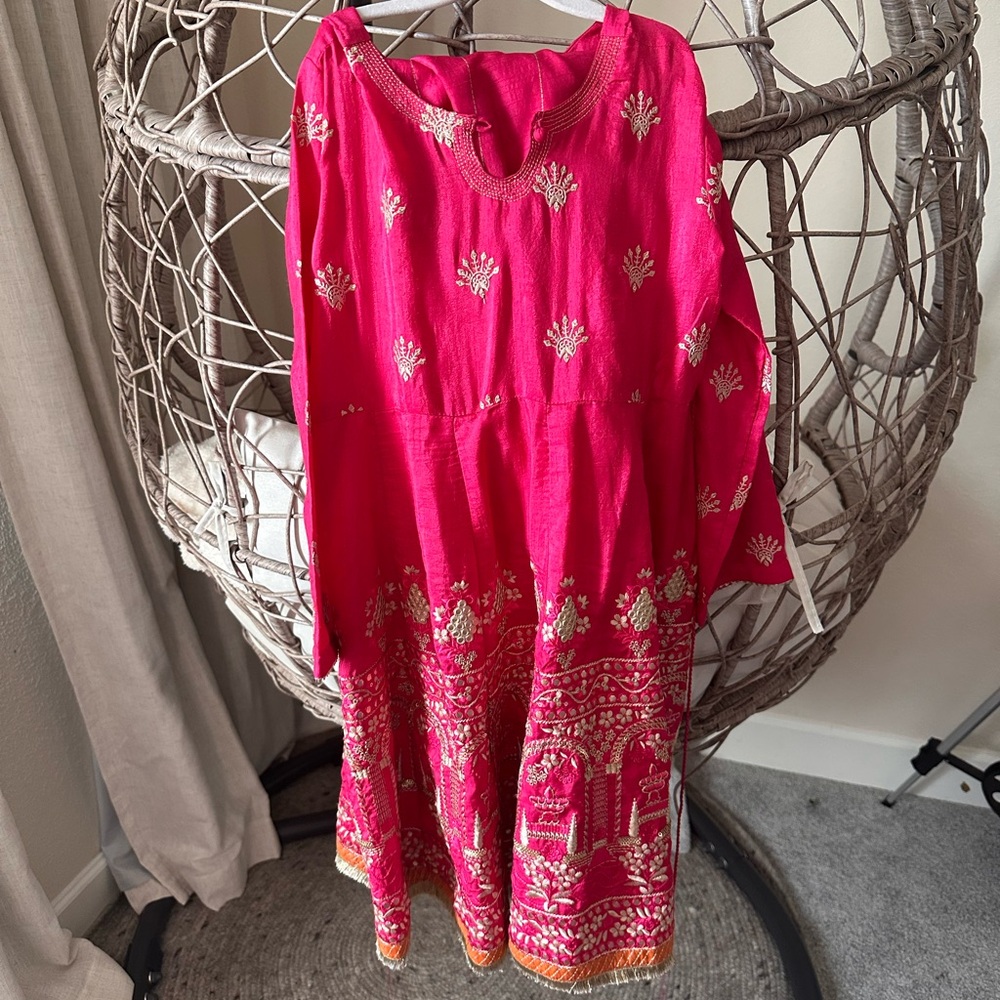 Vibrant Pink Embroidered Dress